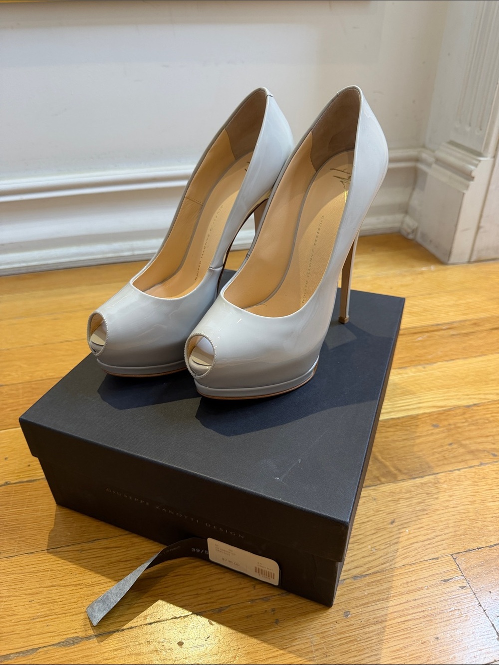 Gray Peep-Toe High Heels